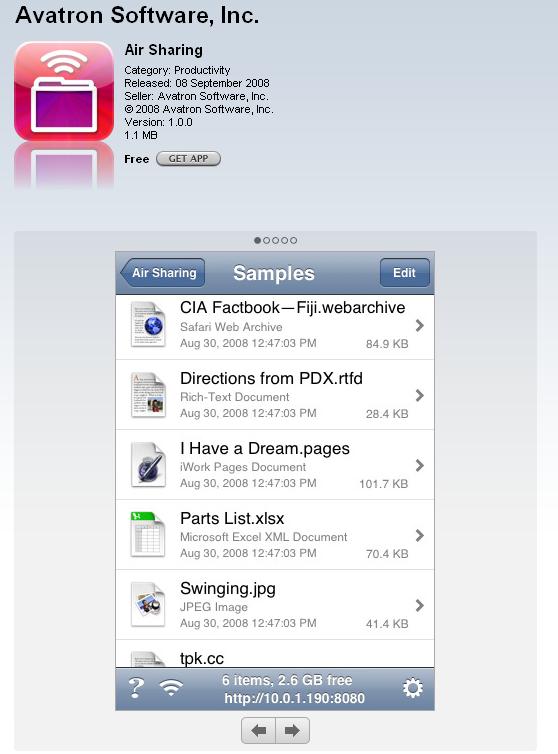 iPod Touch & iPhone Freebie: Air Sharing