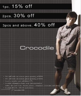 Crocodile Promotions – Valid till 30 Sep 2008